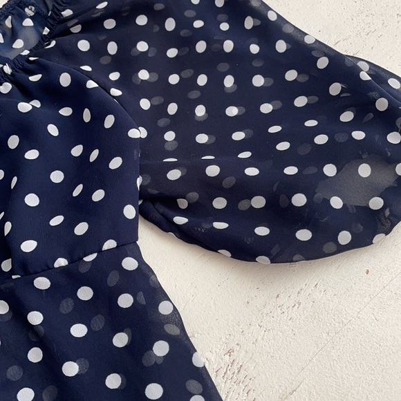 [ Copper Key Sheer Polka Dot Half Sleeve Blouse ]m - Picture 3 of 6